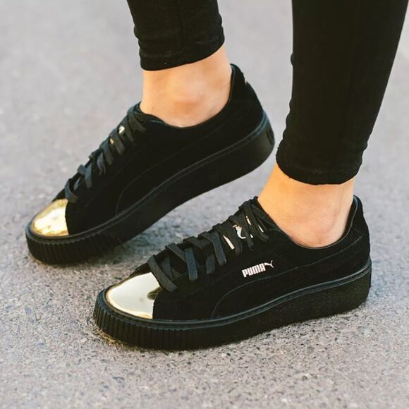 Puma Shoes - (B2) PUMA Suede Gold Platform Sneakers for Women, Size 8.5